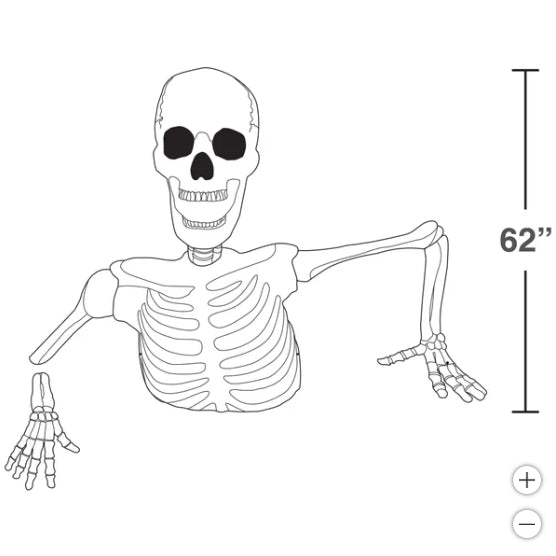 Giant groundbreaking skeleton with LED eyes, 55" (W) x 111" (L) x 62" (H), plays unforgettable sounds