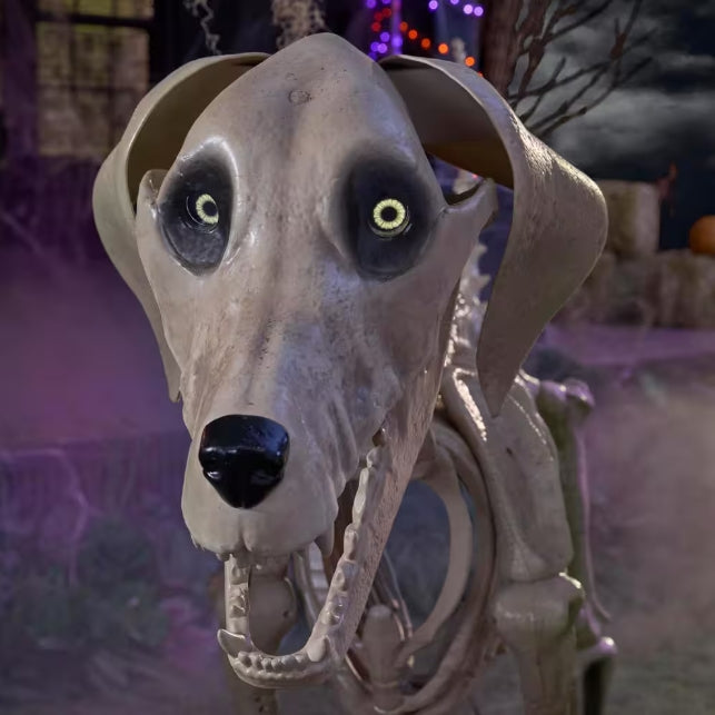 7 ft. Long Grave & Bones Skelly's Dog with LifeEyes LCD Eyes