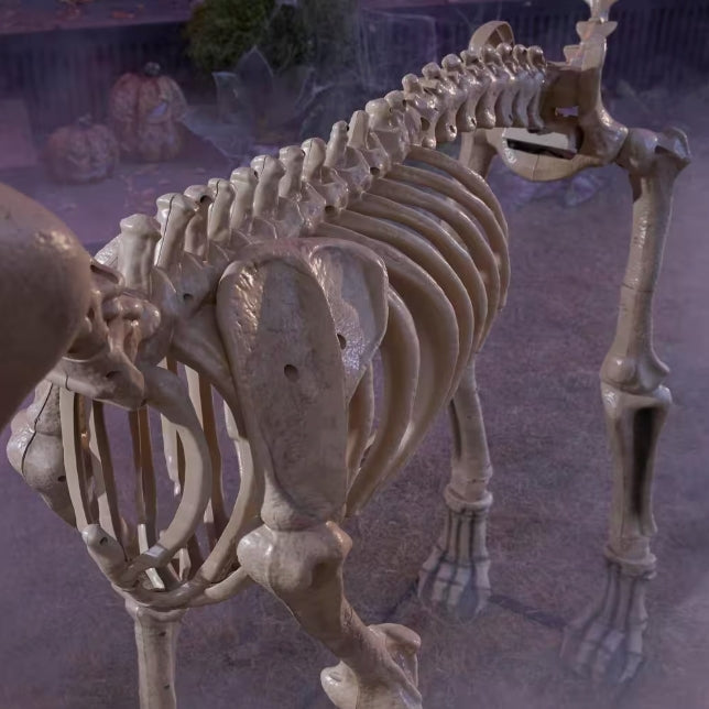 7 ft. Long Grave & Bones Skelly's Dog with LifeEyes LCD Eyes