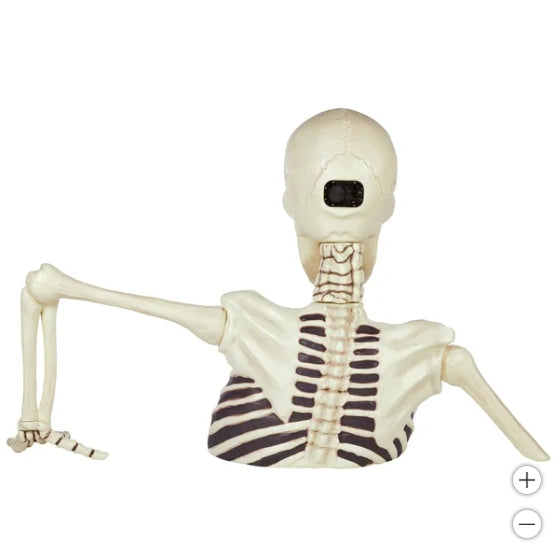 Giant groundbreaking skeleton with LED eyes, 55" (W) x 111" (L) x 62" (H), plays unforgettable sounds