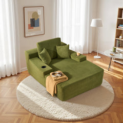 OVIOS 67'' Chaise Lounge Chair with Cup Holders, Plush Velvet Sofa Bed